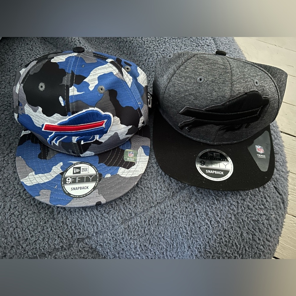 Two buffalo bills snapbacks